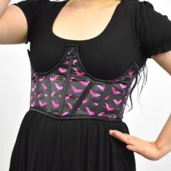 Daisy Corsets SALE ITEMS Nocturnal Black & Pink Open Cup Cincher