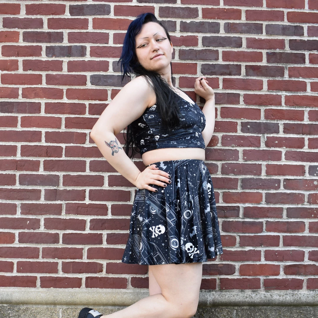 Bats In The DWYBO Hearses & Skulls Velvet Skater Skirt NEWEST ITEMS 3 Bats In The DWYBO Hearses & Skulls Velvet Skater Skirt NEWEST ITEMS