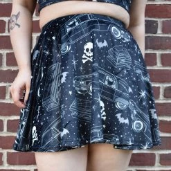 Bats In The DWYBO Hearses & Skulls Velvet Skater Skirt NEWEST ITEMS