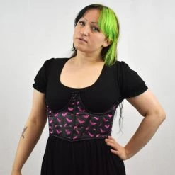 Daisy Corsets SALE ITEMS Nocturnal Black & Pink Open Cup Cincher