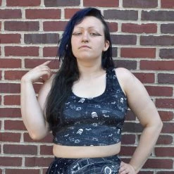 Bats In The DWYBO Hearses & Skulls Velvet Crop Top