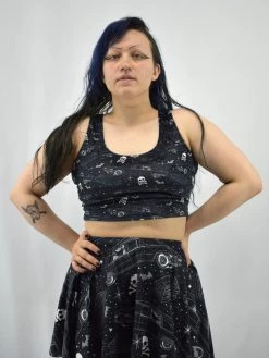 Bats In The DWYBO Hearses & Skulls Velvet Crop Top