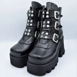 ACCITY SHOES & BOOTS Treble Triple Buckle Platform Boot 10 ACCITY SHOES & BOOTS Treble Triple Buckle Platform Boot