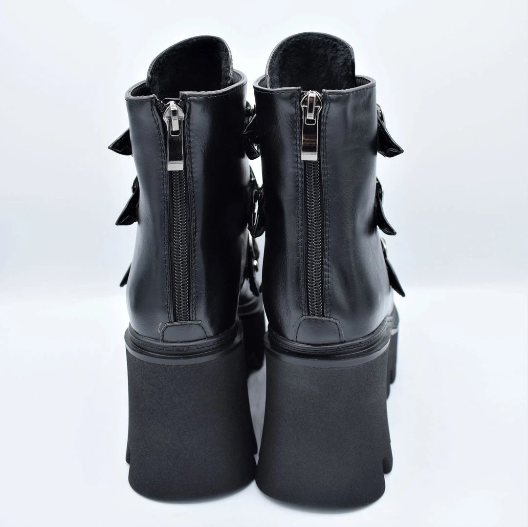 ACCITY SHOES & BOOTS Treble Triple Buckle Platform Boot 8 ACCITY SHOES & BOOTS Treble Triple Buckle Platform Boot