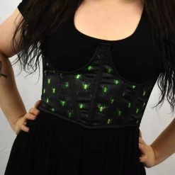 Daisy Corsets SALE ITEMS Orb Weaver Black & Green Open Cup Cincher