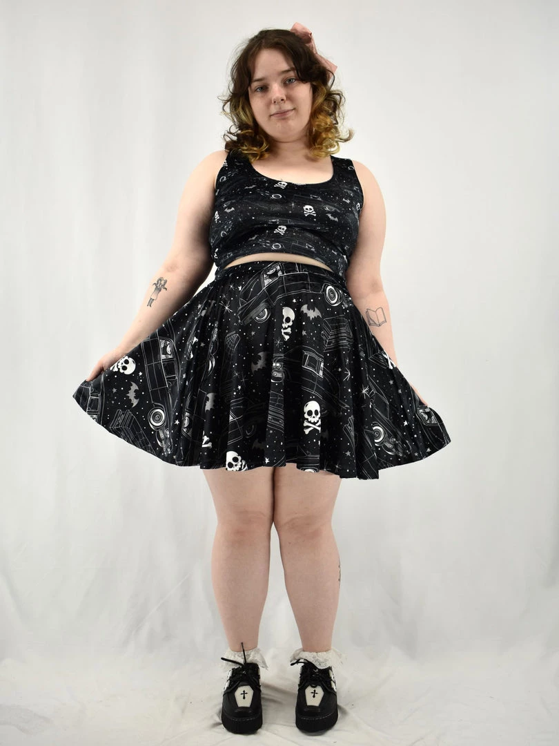 Bats In The DWYBO Hearses & Skulls Velvet Skater Skirt NEWEST ITEMS 7 Bats In The DWYBO Hearses & Skulls Velvet Skater Skirt NEWEST ITEMS