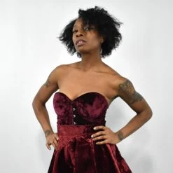 Daisy Corsets Cherub Burgundy Velvet Short Bustier Corset