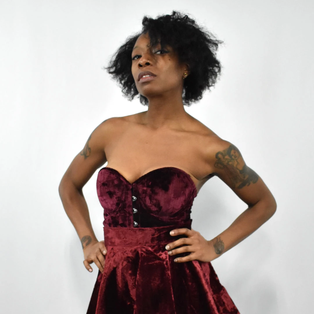 Daisy Corsets Cherub Burgundy Velvet Short Bustier Corset 3 Daisy Corsets Cherub Burgundy Velvet Short Bustier Corset