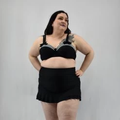 Unique Vintage Bowed Over Stripe Swim Top