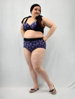 Unique Vintage Purple Lacy Bats Swim Bottom