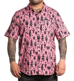Sullen Clothing NEWEST ITEMS Pink Medieval Button Up SULLEN