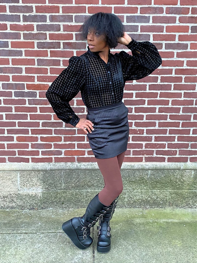 Reap What You Sew Consignment Houndstooth Mini Skirt - HANDMADE LOCALLY LOCAL BRANDS 5 Reap What You Sew Consignment Houndstooth Mini Skirt - HANDMADE LOCALLY LOCAL BRANDS