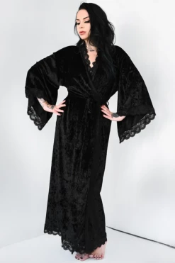 CLEARANCE (Final Sale) Bathory Luxurious Velvet Dressing Robe (Black) FOXBLOOD
