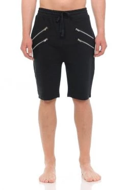 May Blue Black Terry Zipper Sweatshorts UNISEX BOTTOMS