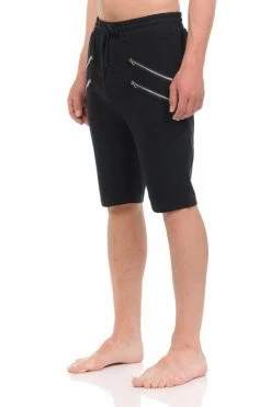 May Blue Black Terry Zipper Sweatshorts UNISEX BOTTOMS