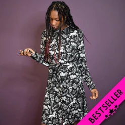 Oddities Shirt Dress In Black PRETTY SNAKE DRESSES