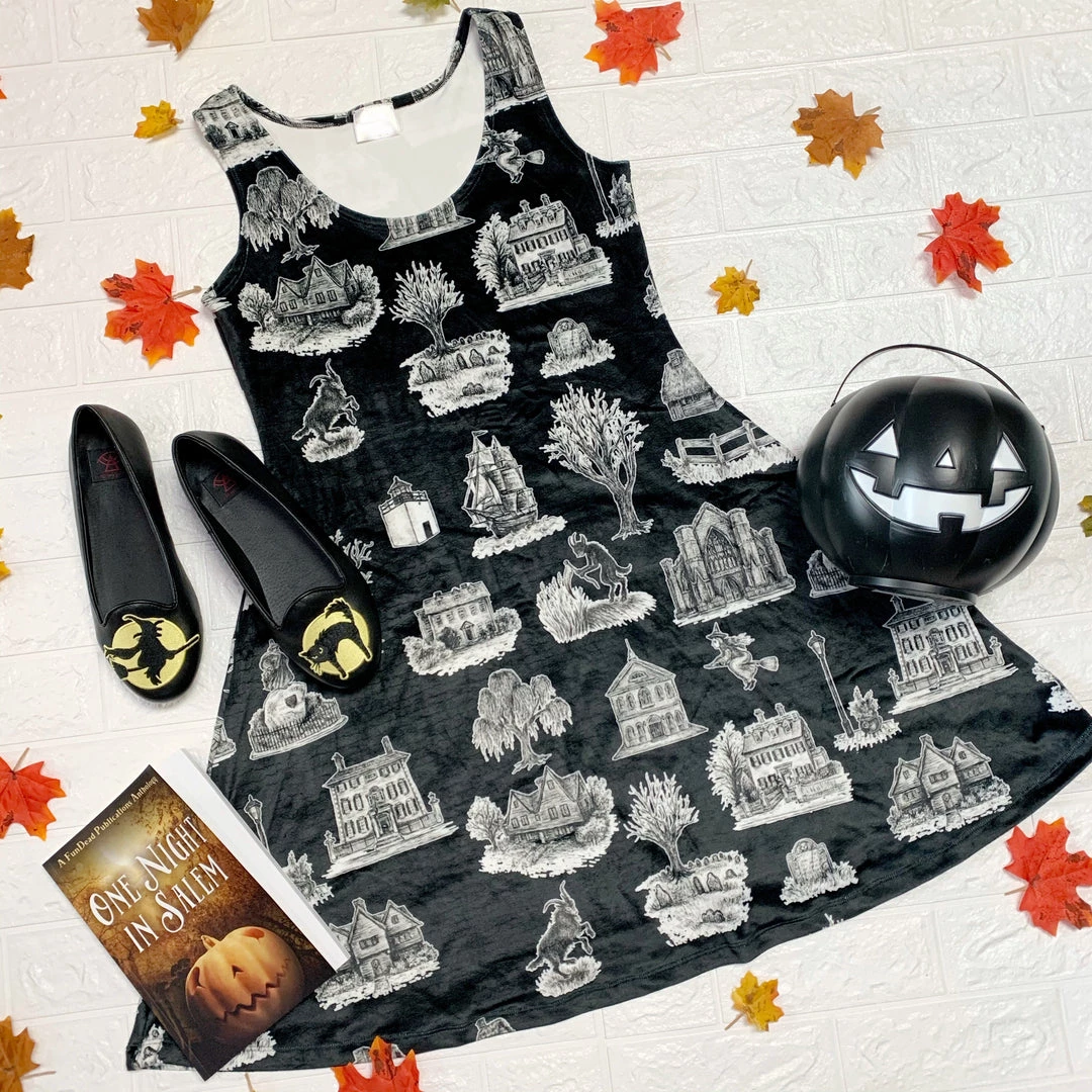 DWYBO Manning Collab PREORDER From Salem, With Love Velvet Black Velvet Skater Dress - BRETT MANNING COLLAB DRESSES 7 DWYBO Manning Collab PREORDER From Salem, With Love Velvet Black Velvet Skater Dress - BRETT MANNING COLLAB DRESSES