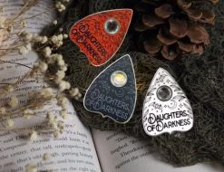 Die With Your Boots On Daughters Of Darkness Red Glitter Planchette Pin