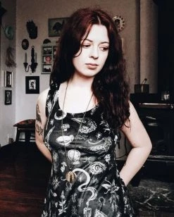 DRESSES PREORDER Witchy Musings Velvet Skater Dress- BRETT MANNING ART