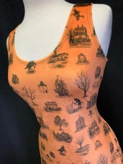 DWYBO Manning Collab PREORDER From Salem, With Love Velvet Skater Dress (TANGERINE) DRESSES