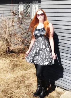 DRESSES PREORDER Witchy Musings Velvet Skater Dress- BRETT MANNING ART