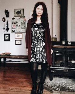 DRESSES PREORDER Witchy Musings Velvet Skater Dress- BRETT MANNING ART
